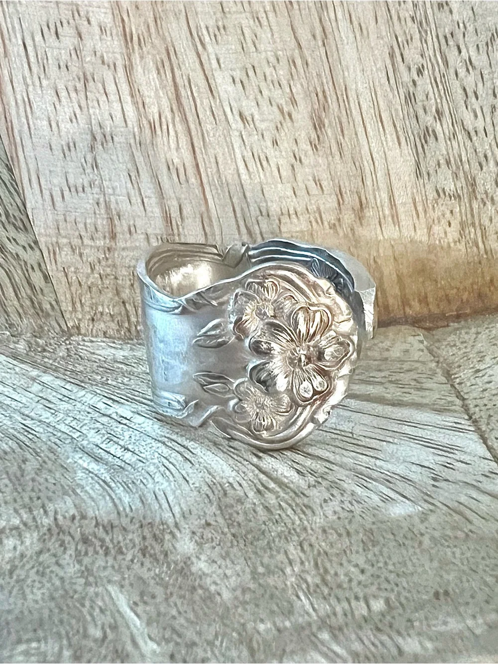 The Blossom Ring Vintage Silverware Spoon Ring Dogwood Flower SZ 7 Newly Made